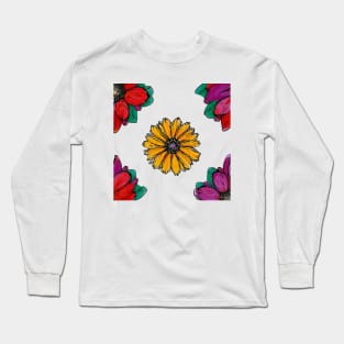 Colorful Flowers Drawing Long Sleeve T-Shirt